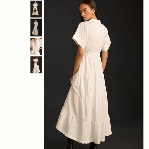 Anthropologie Maeve Short-Sleeve V-Neck Tiered Maxi Dress - Picture 3 of 4